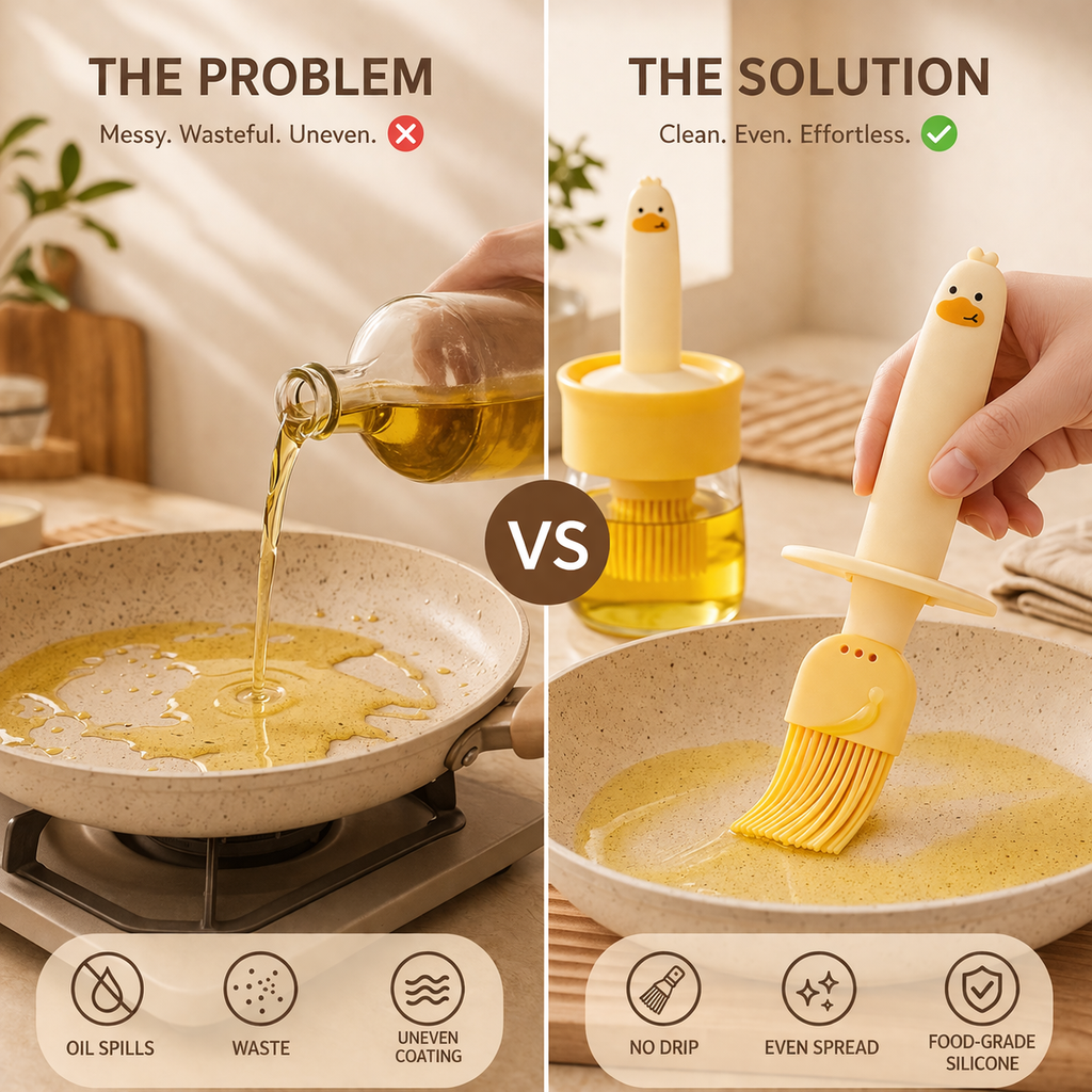 Smart Oil Dispenser Bottle with Silicone Brush (Leakproof & Mess-Free)