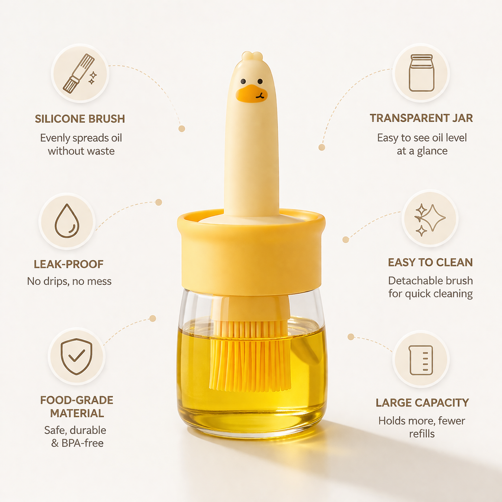 Smart Oil Dispenser Bottle with Silicone Brush (Leakproof & Mess-Free)
