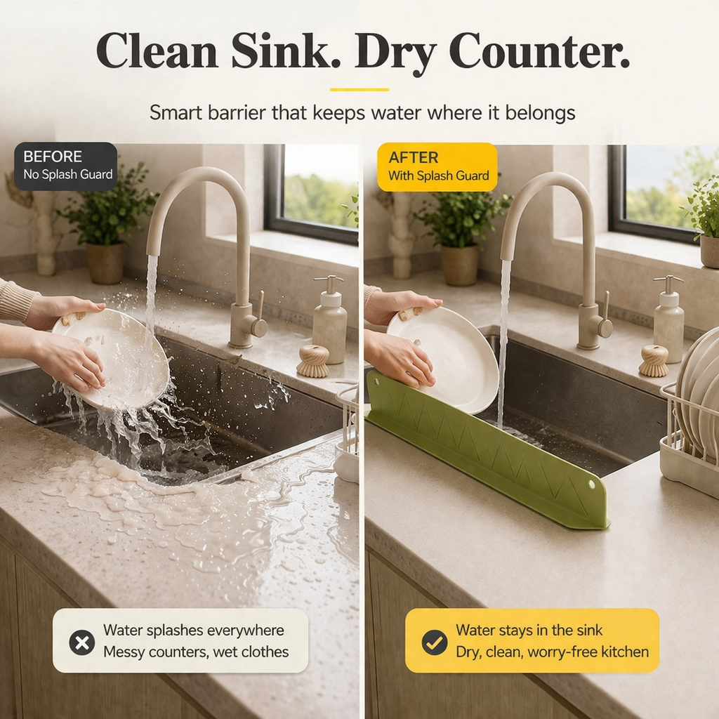 Silicone Sink Splash Guard – Waterproof Counter Protector for Mess-Free Kitchen