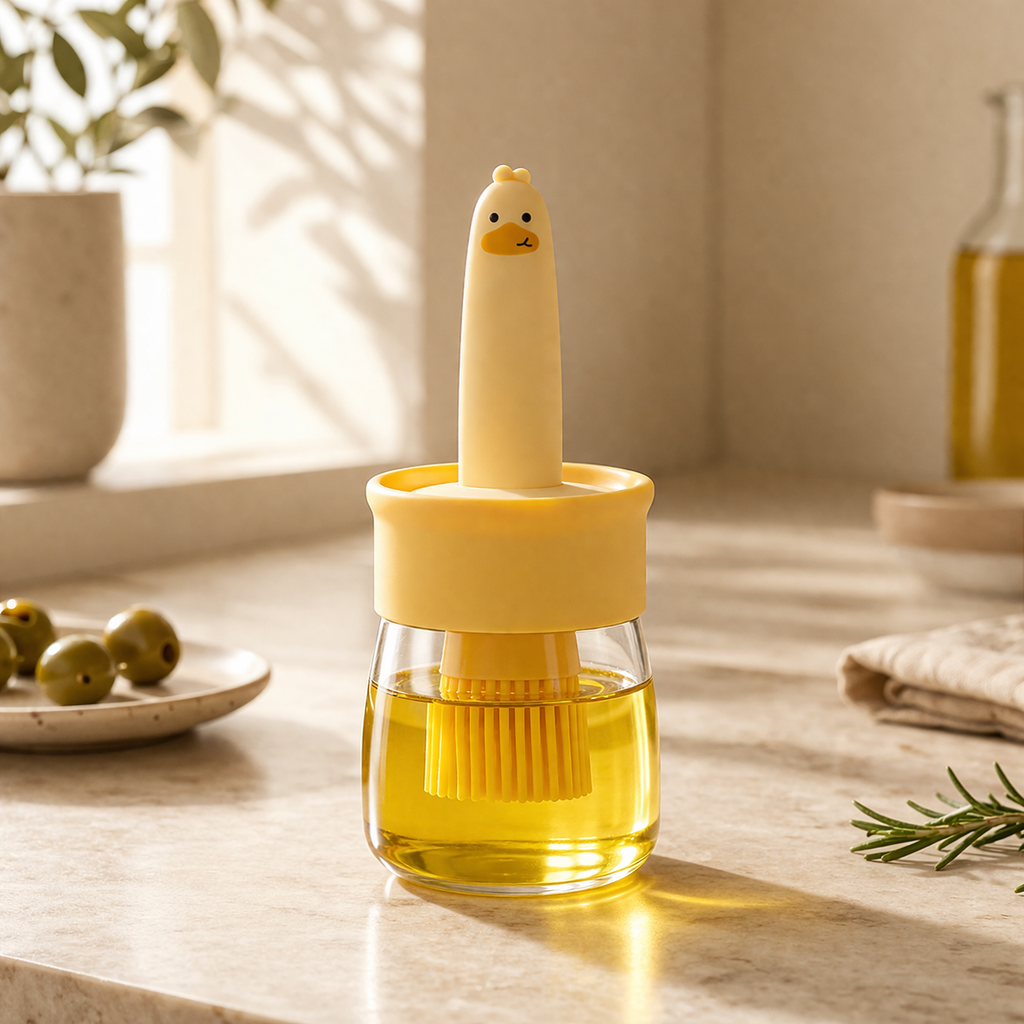 Smart Oil Dispenser Bottle with Silicone Brush (Leakproof & Mess-Free)
